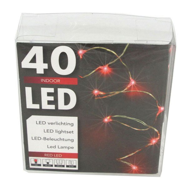 40 Κόκκινα Λαμπάκια LED Copper, με Μπαταρία (2m)